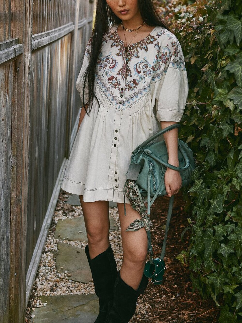 FREE PEOPLE Orson Mini Dress / Ivory Combo - Picture 7 of 9
